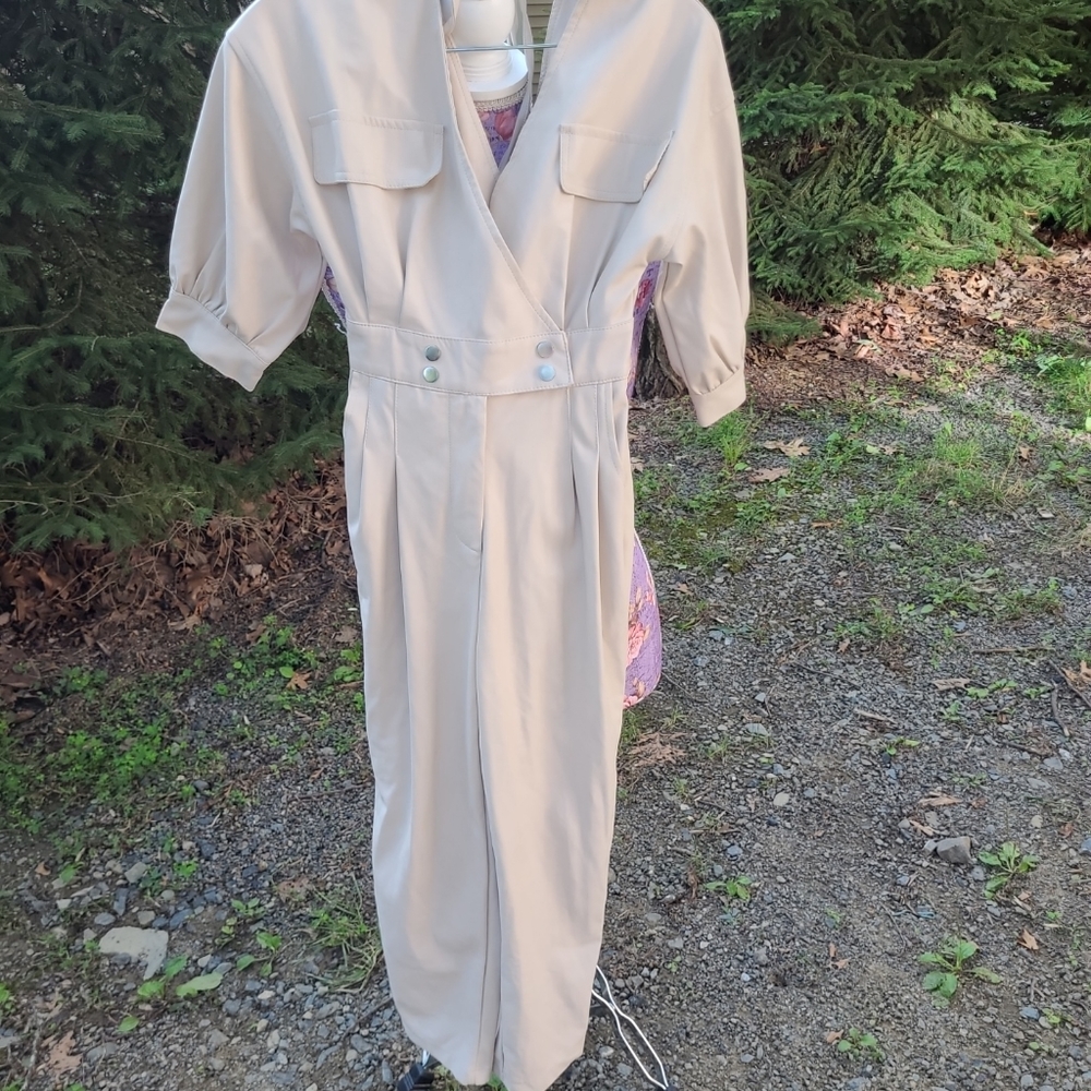 Nasty Gal Collection Cream Faux Leather Jumpsuit 0